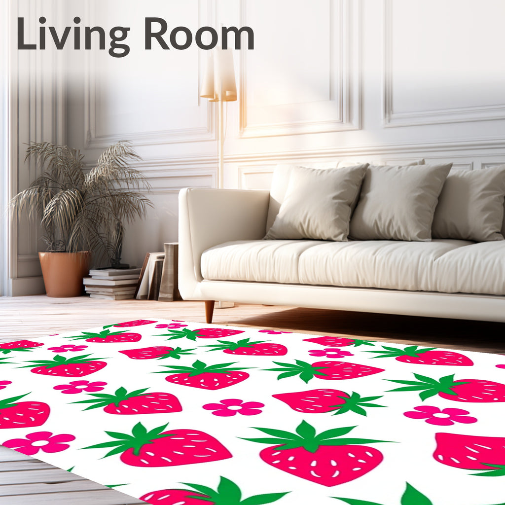 Bright Strawberry Floral Scatter Rug