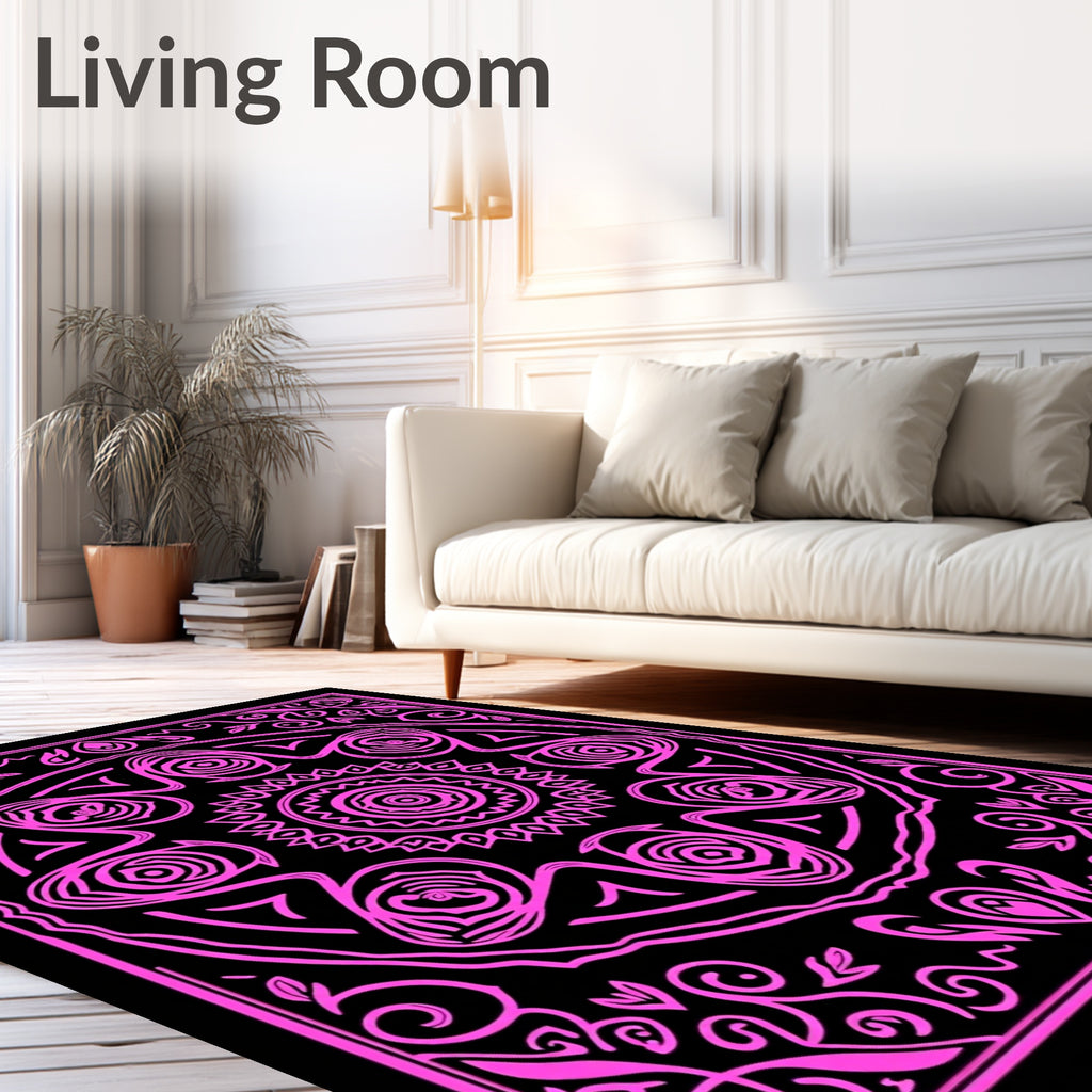 Vibrant Pink Floral Mandala Rug