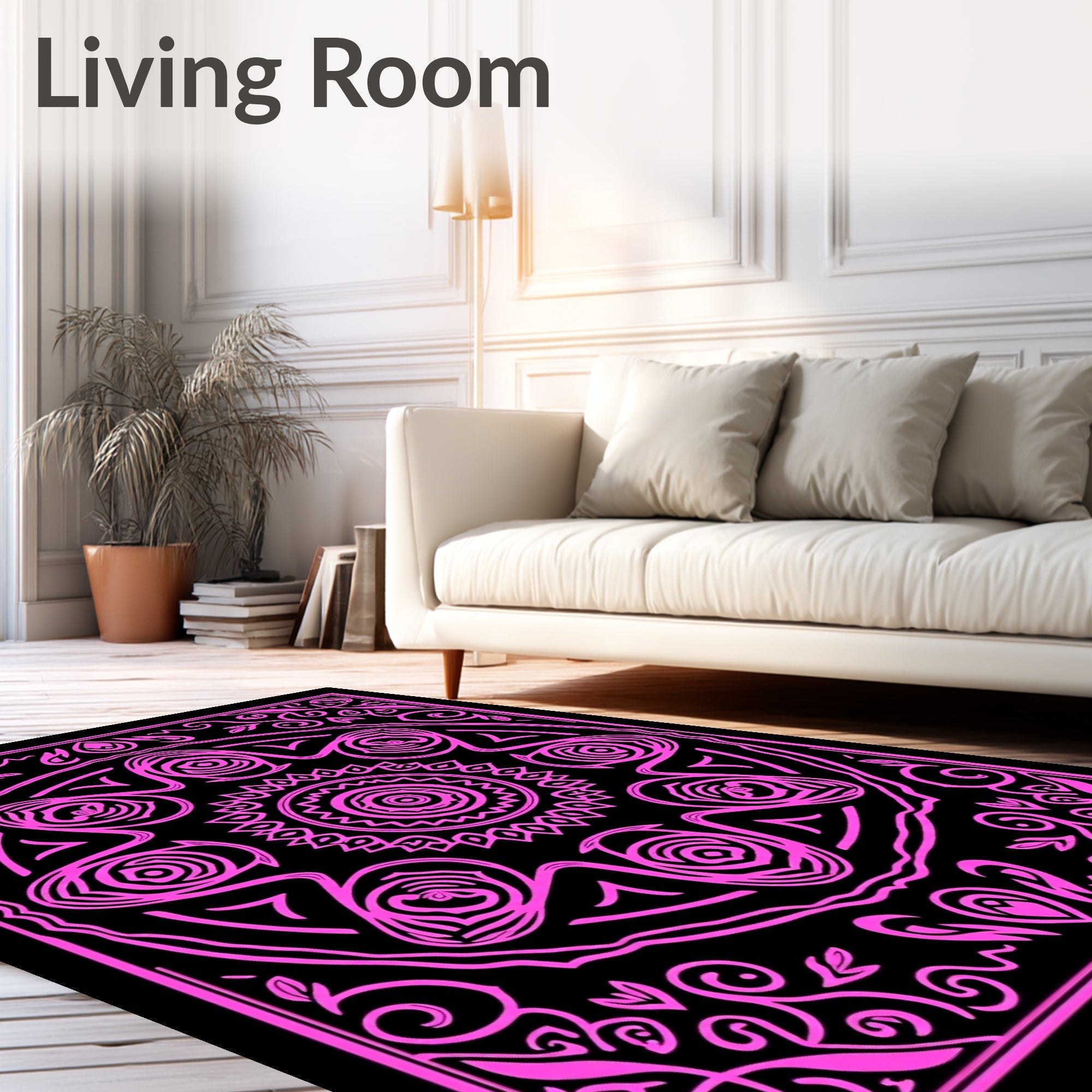 Vibrant Pink Floral Mandala Rug