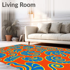 Vibrant Blue Swirl Nautilus Collage Rug