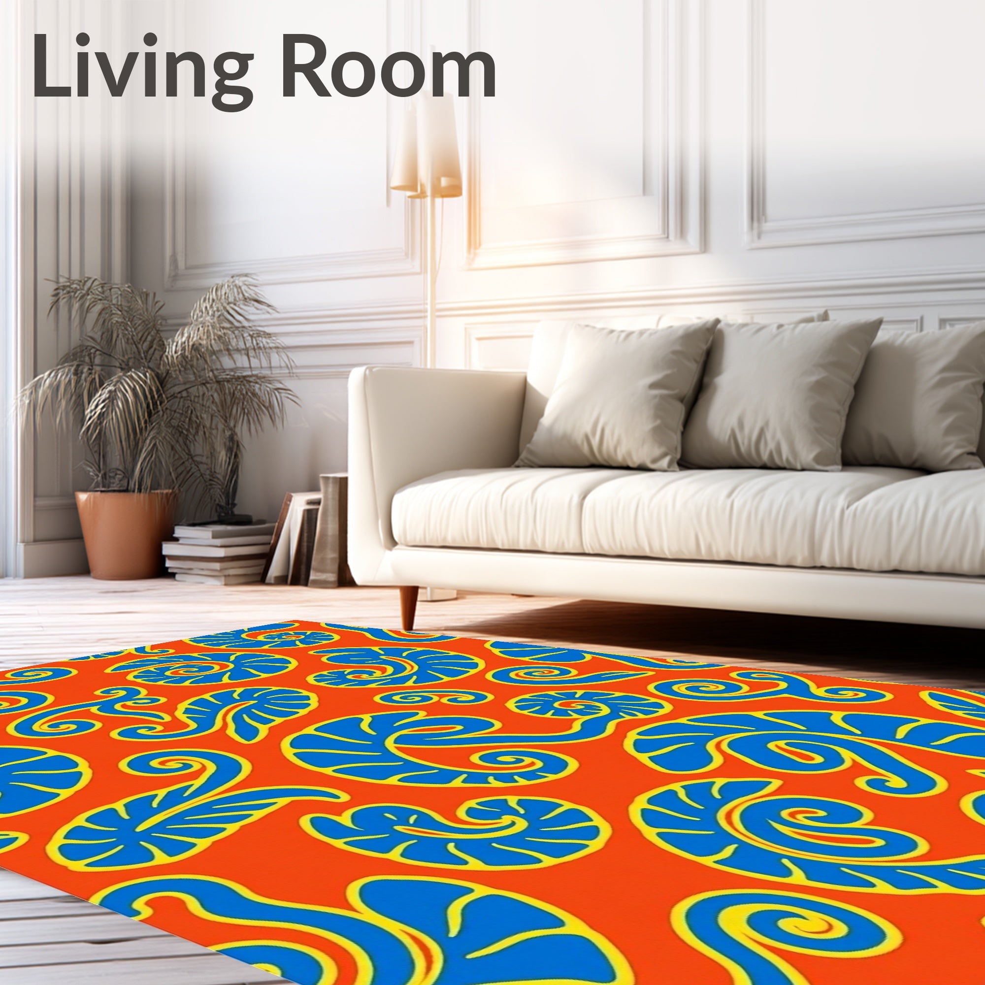 Vibrant Blue Swirl Nautilus Collage Rug