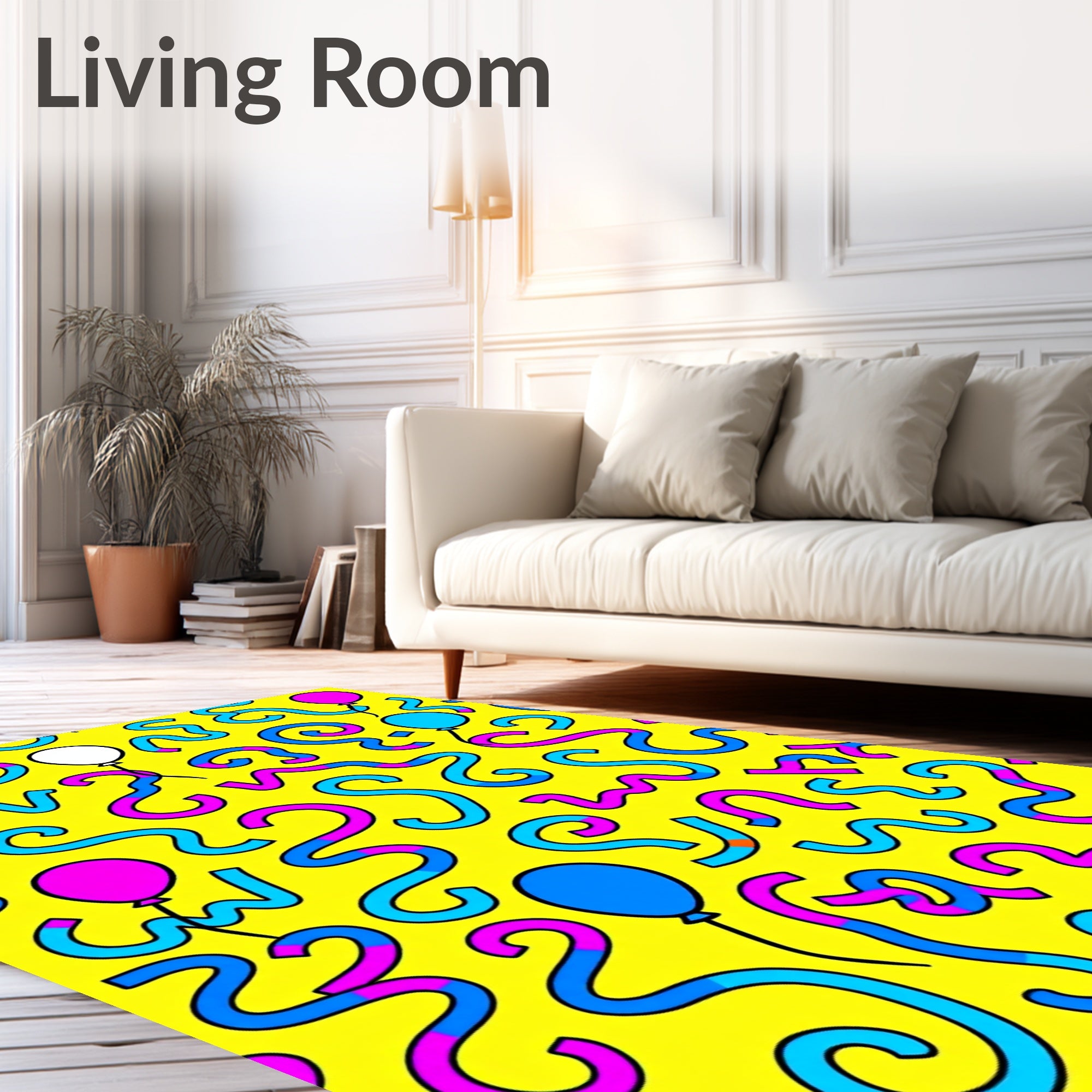 Bright Yellow Party Streamer Balloon Rug