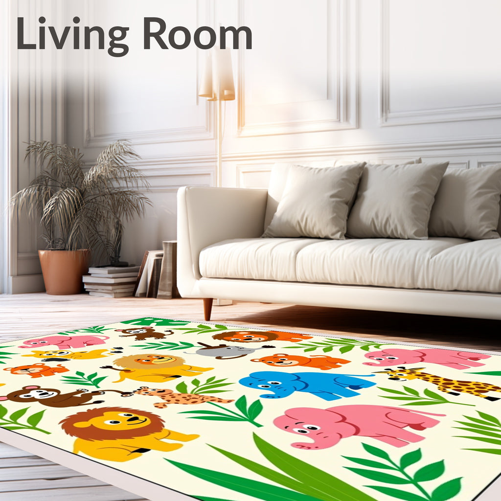 Jungle Safari Animals Playful Arrangement Rug