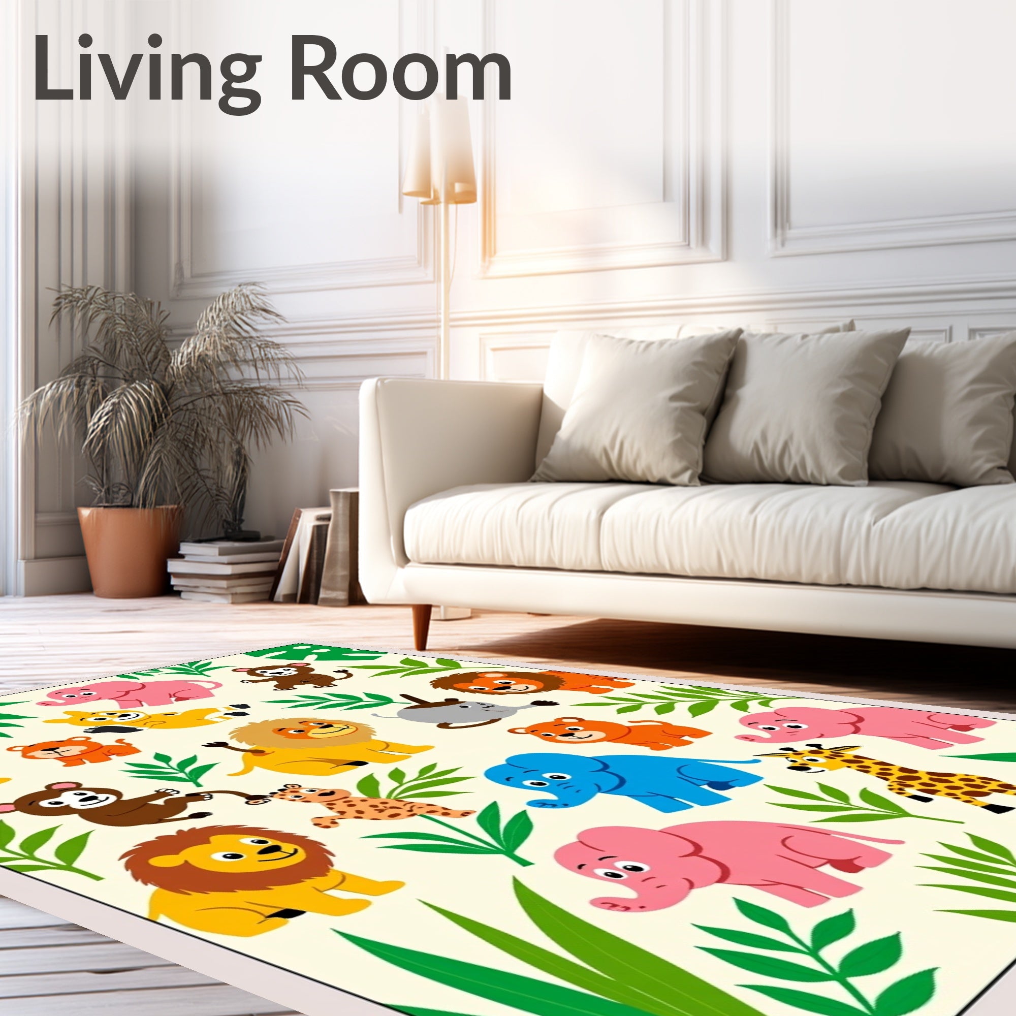 Jungle Safari Animals Playful Arrangement Rug