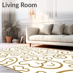 Golden Abstract Swirls And Shapes Rug