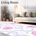 Pink Rose Pastel Swirl Stars Rug