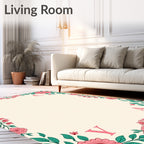Pink Cherry Blossom Garland Border Rug