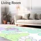 Pastel Lavender Green Floral Girl Rug