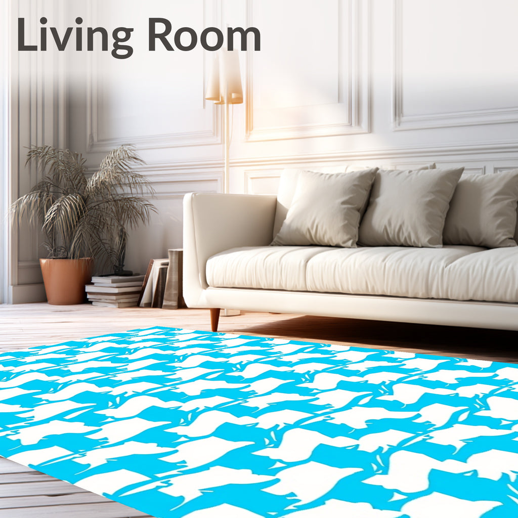 Bright Blue Contemporary Illusion Rug