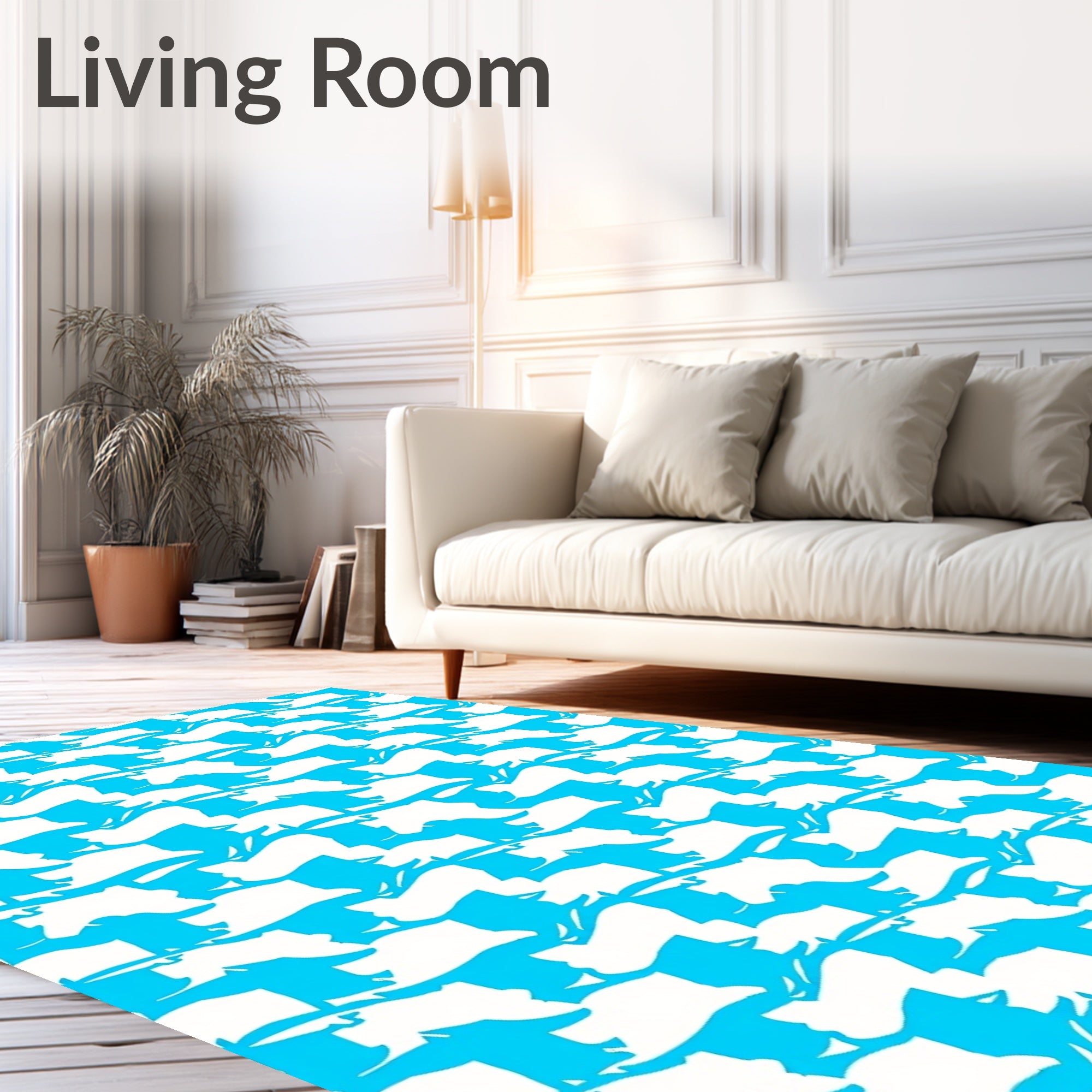 Bright Blue Contemporary Illusion Rug