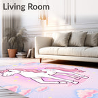 Pink Mane Unicorn Among Clouds Rug