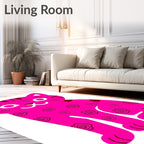 Hot Pink Feline Rose Medallion Rug