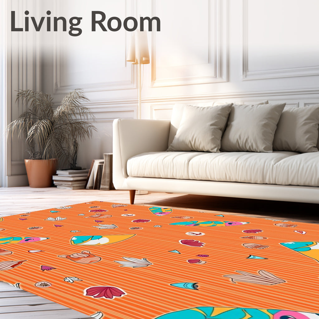 Orange Surfboard Shell Hang Ten Rug