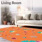 Orange Surfboard Shell Hang Ten Rug