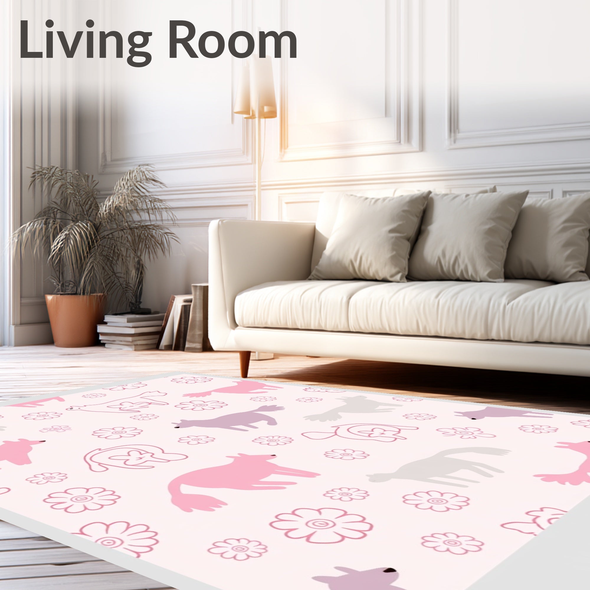 Pink and Purple Petal Puppy Patch Rug