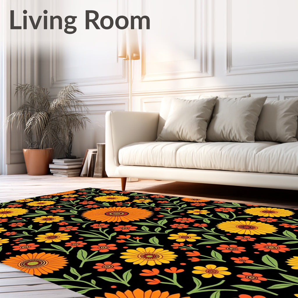 Retro Sunshine Floral Garland Rug