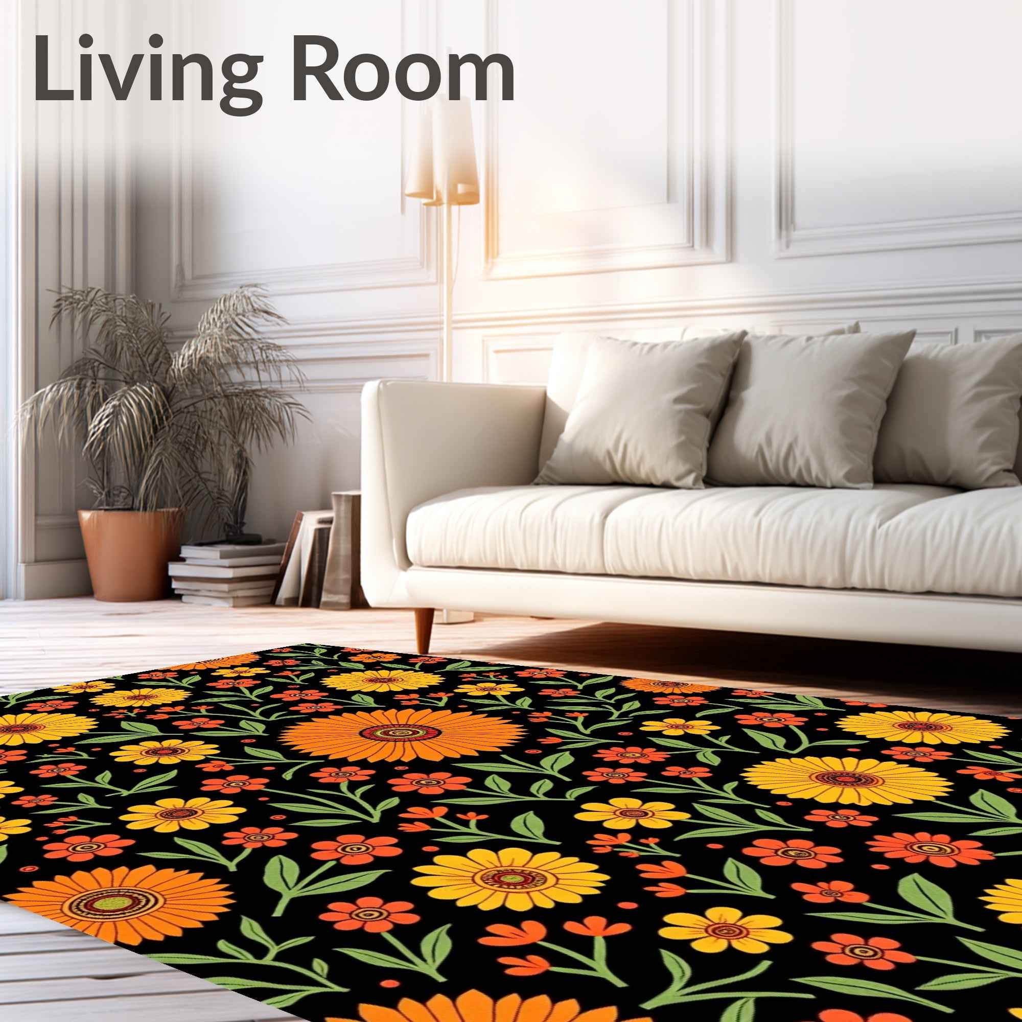 Retro Sunshine Floral Garland Rug