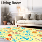 Whimsical Alphabet Numbers Flowers Pattern Rug