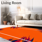 Vibrant Orange Abstract Brushstroke Rug