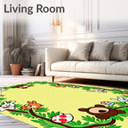 Whimsical Woodland Animals Alphabet Border Rug