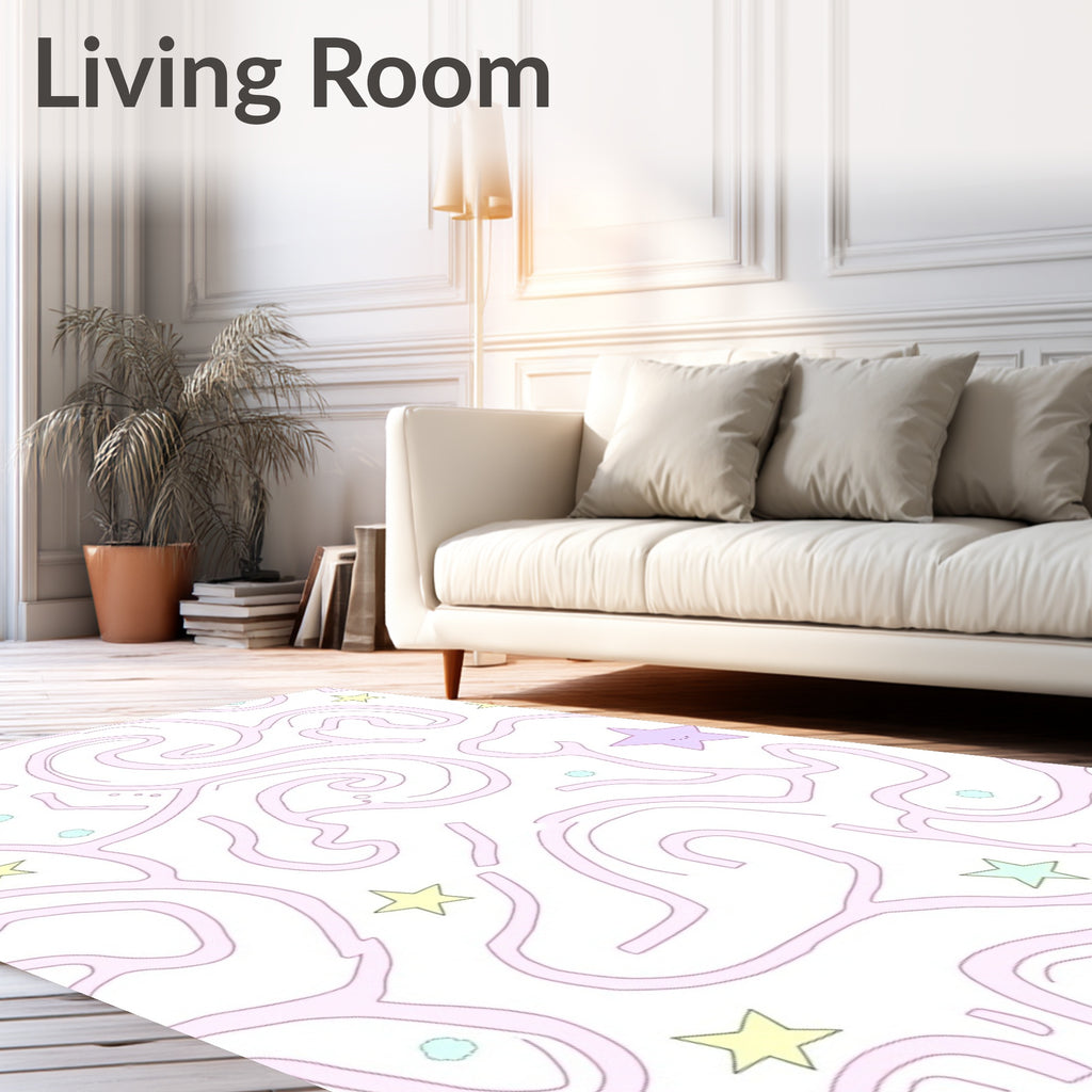 Pastel Pink Swirls with Stars Rug
