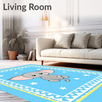 Cute Gray Elephant Sky Stars Rug