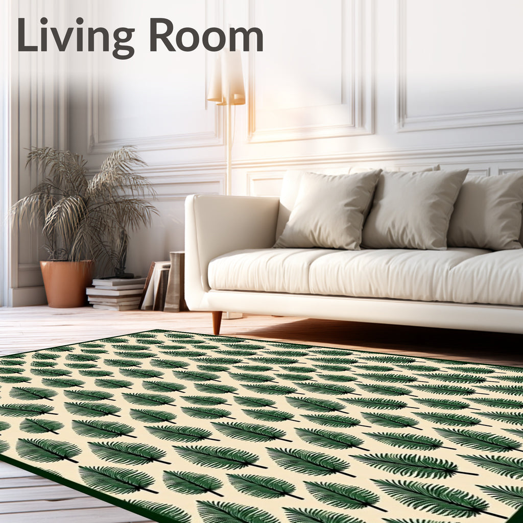 Green Fern Botanical Repeating Pattern Rug