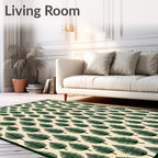Green Fern Botanical Repeating Pattern Rug