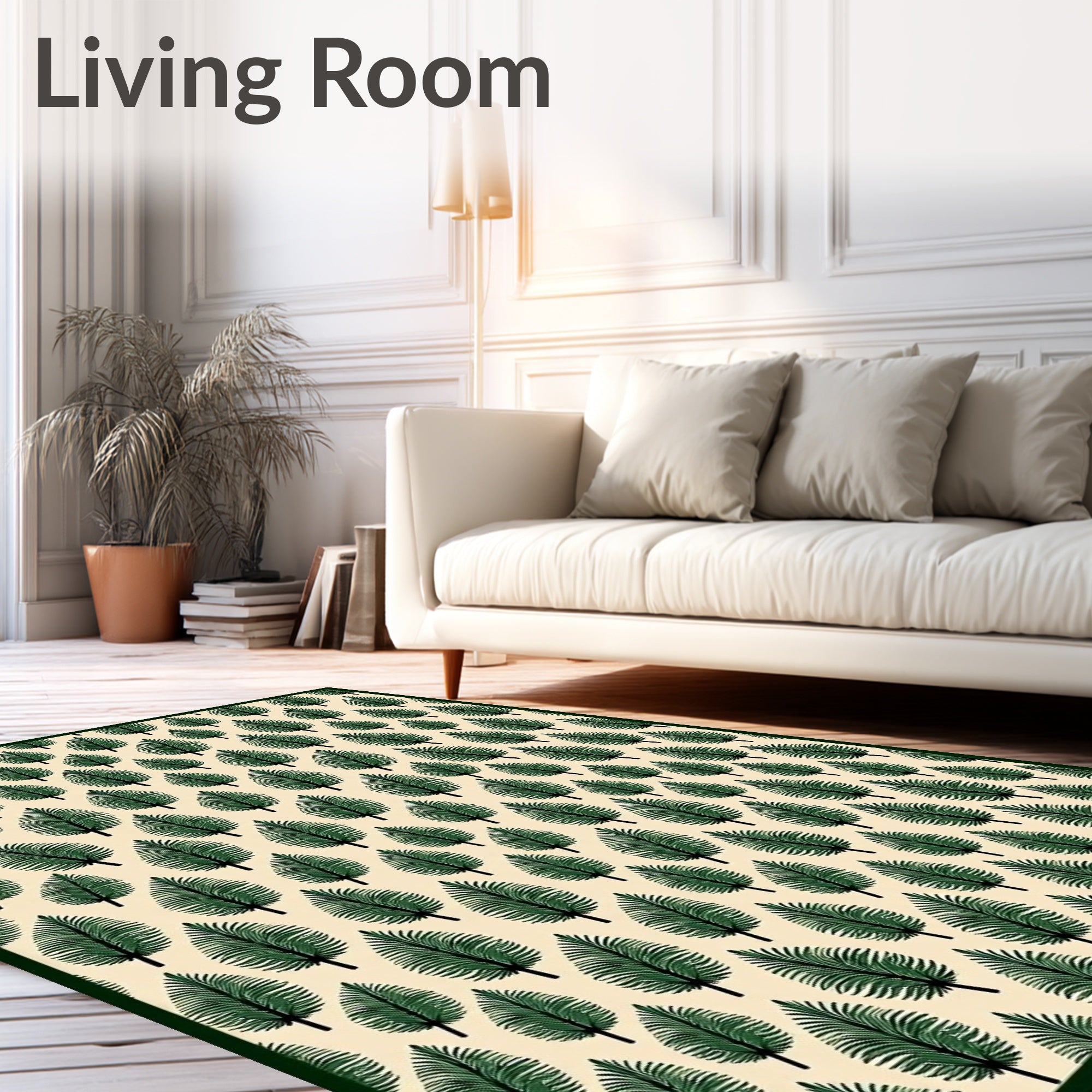 Green Fern Botanical Repeating Pattern Rug