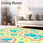 Aqua Cute Critter Alphabet Playful Rug
