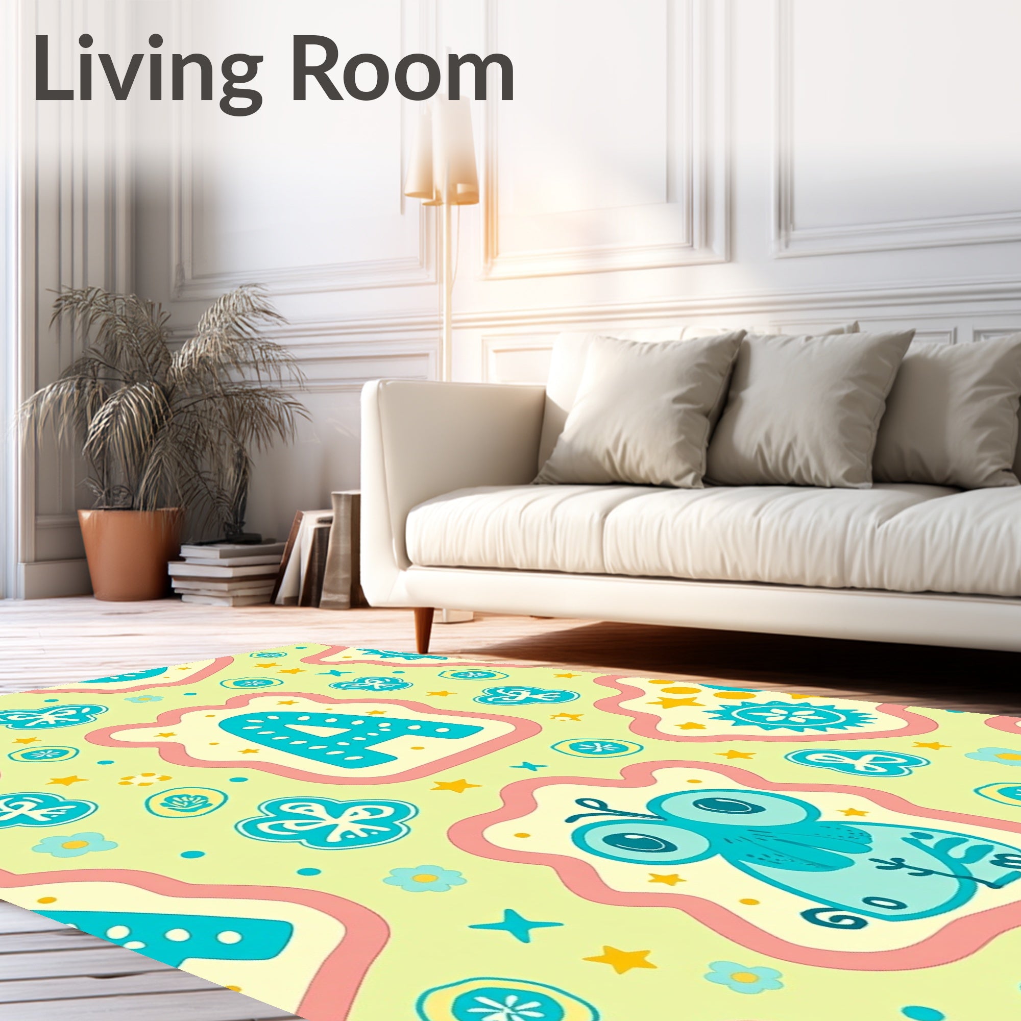 Aqua Cute Critter Alphabet Playful Rug