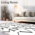 Elegant Black Serif Alphabet Swirl Rug