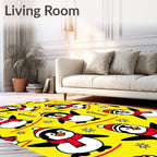 Cute Skiing Penguin Whimsical Yellow Rug
