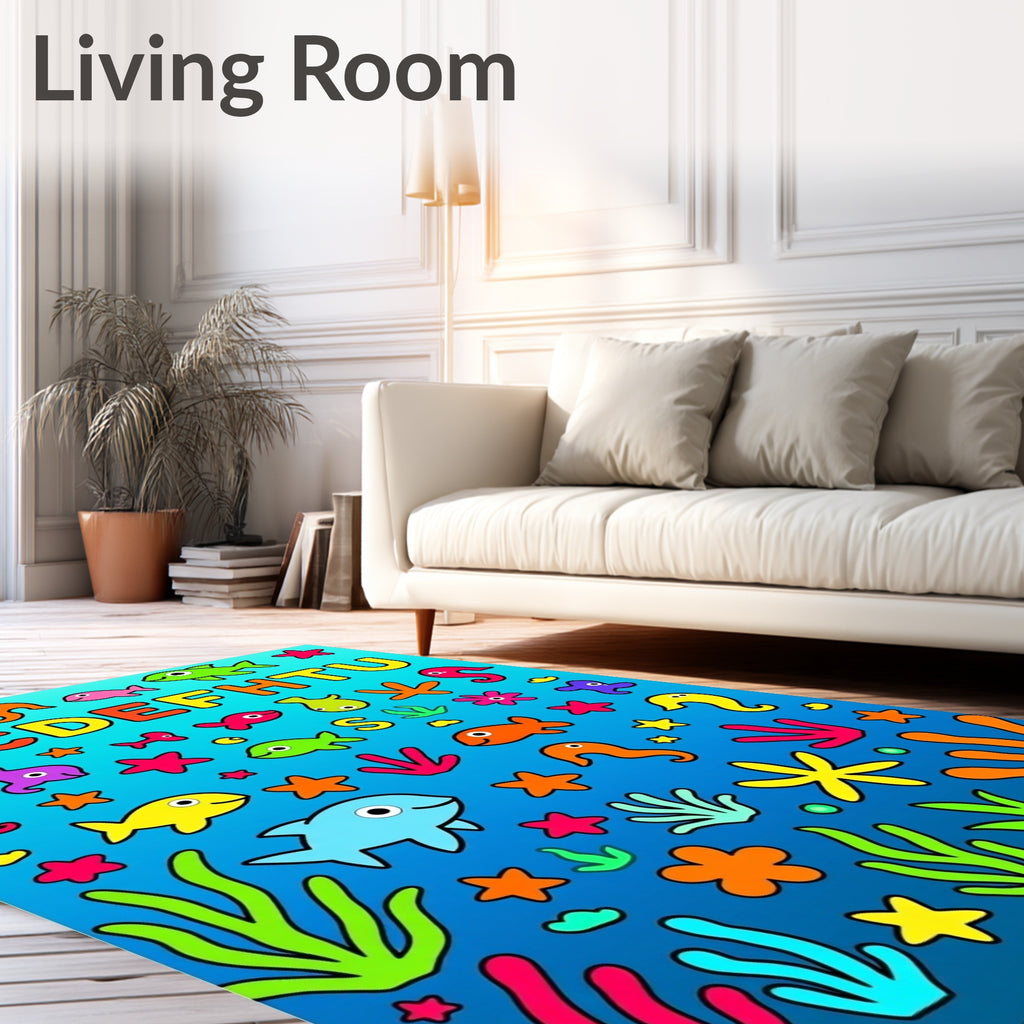 Colorful Underwater Alphabet Friends Aquatic Play Rug