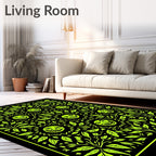 Psychedelic Sun Foliage Black Rug