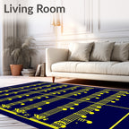 Dark Blue Musical Notes Rug