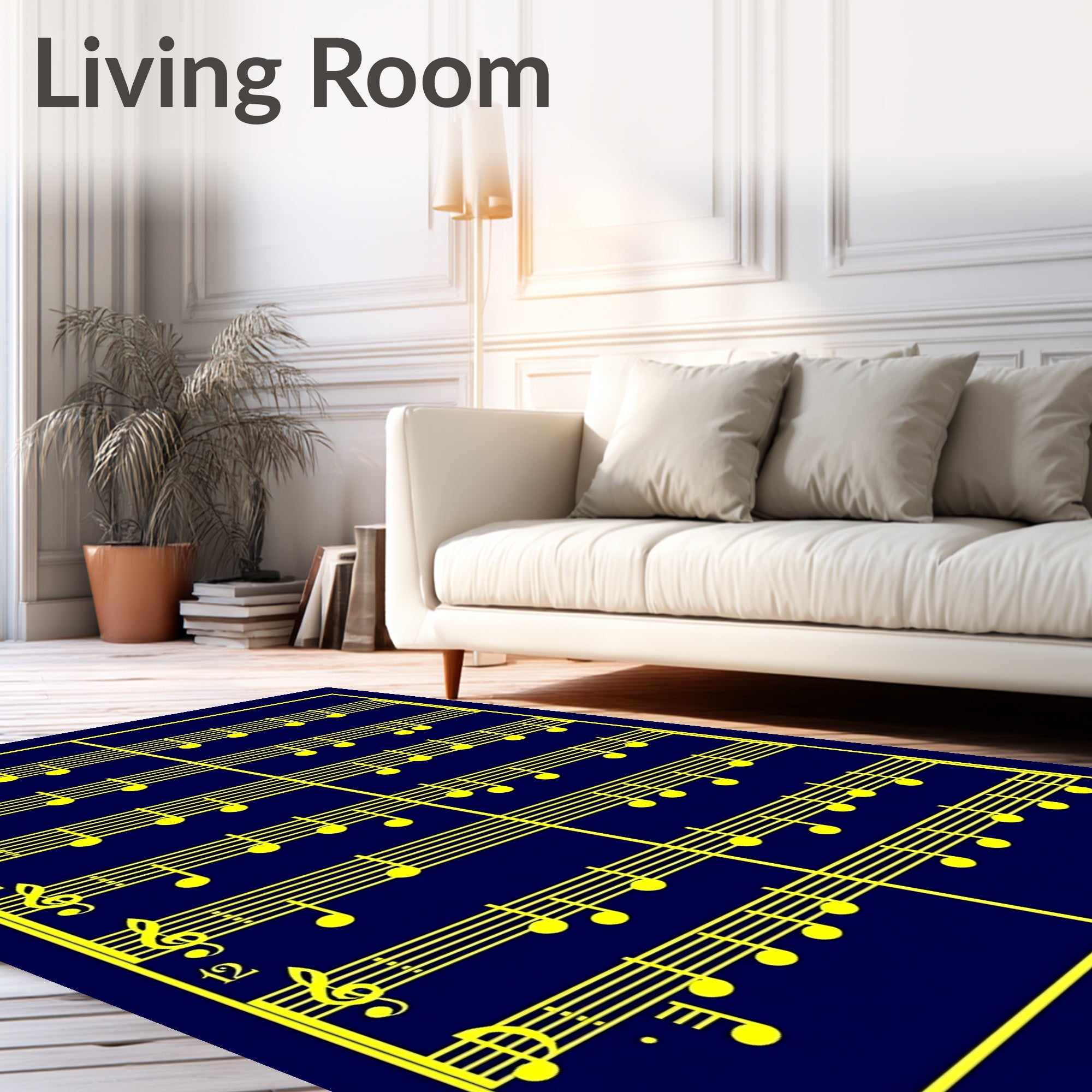 Dark Blue Musical Notes Rug