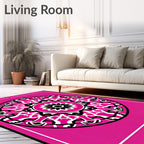 Vibrant Pink Mandala Floral Graphic Rug