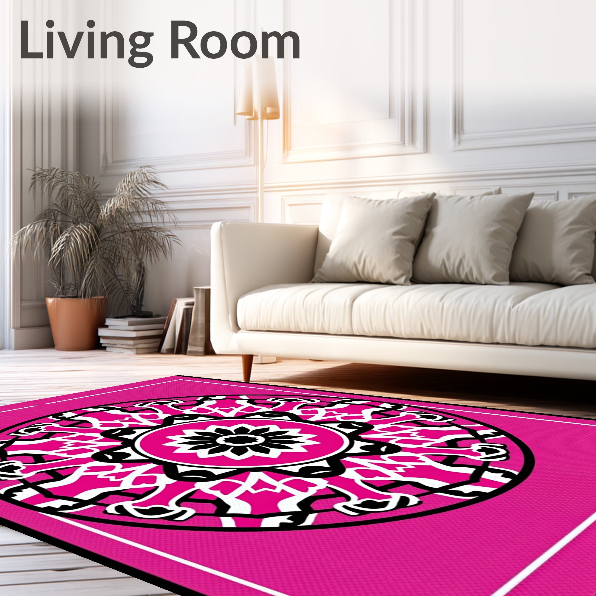 Vibrant Pink Mandala Floral Graphic Rug