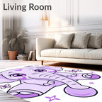 Kawaii Purple Elephant Butterfly Dream Rug
