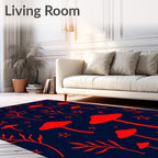 Crimson Mushroom And Star Garden Rug