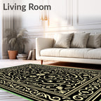 Black Gold Floral Arabesque Ornament Rug