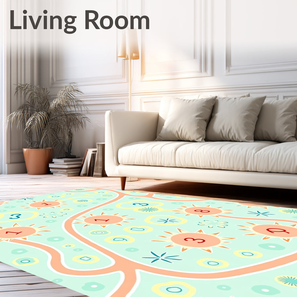 Whimsical Sunburst Botanical Numbers Rug