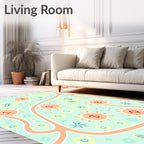 Whimsical Sunburst Botanical Numbers Rug
