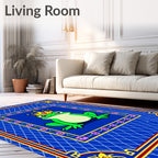 Royal Green Frog Crown Blue Geometric Rug