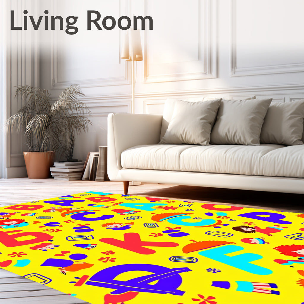 Playful Alphabet Characters And Flowers Rug