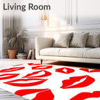 Bold Red Kiss Lips Repeat Rug