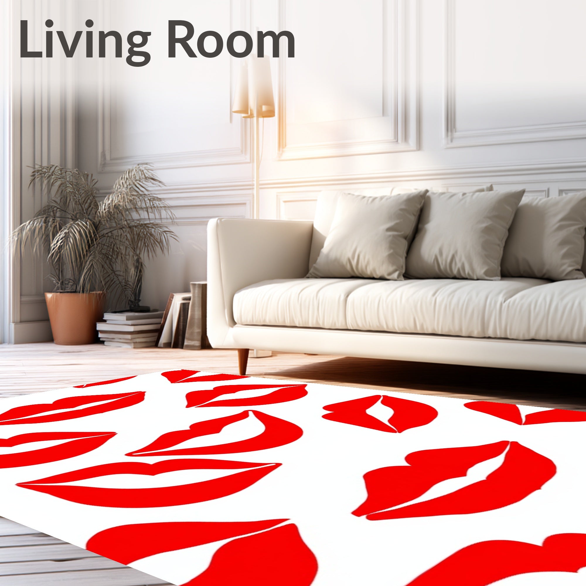 Bold Red Kiss Lips Repeat Rug