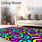 Vibrant Retro Swirl Abstract Rug