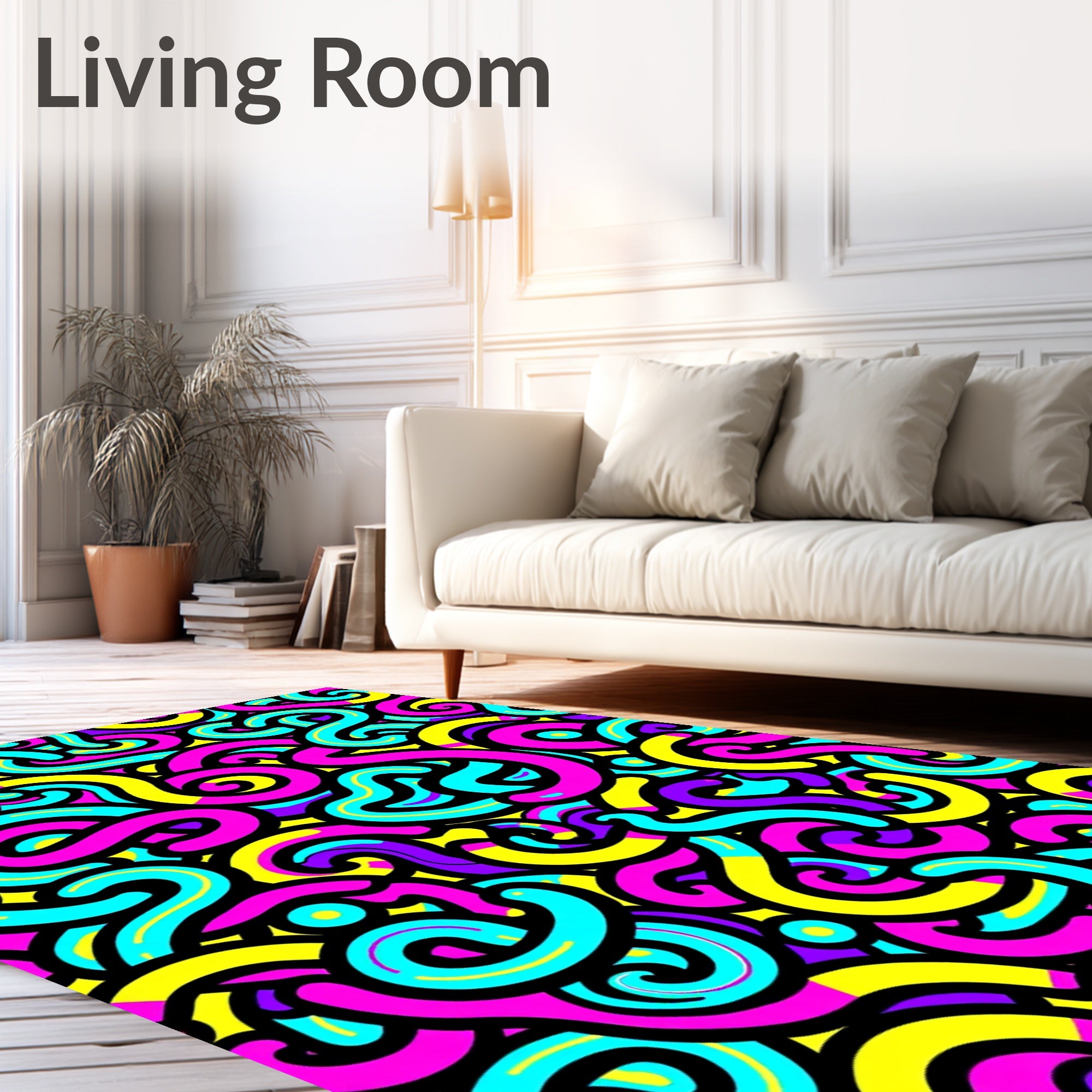 Vibrant Retro Swirl Abstract Rug